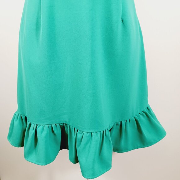 glam, Medium One Shoulder Green Mini Dress, Ruffle Bottom, Party Dress, Cocktail - Picture 8 of 16
